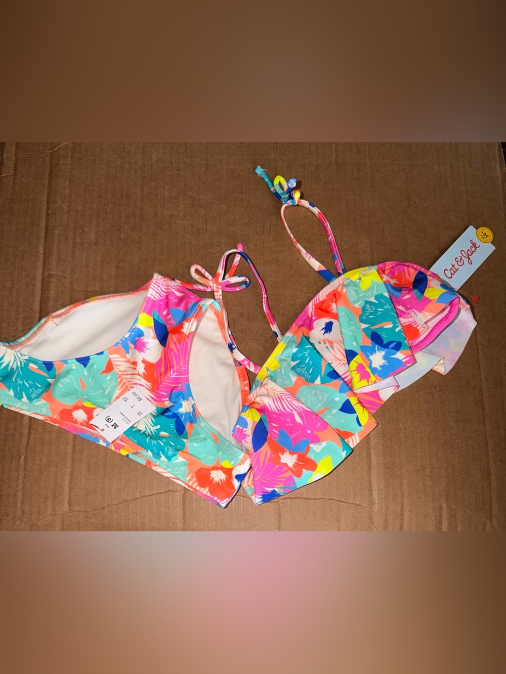 Target Girls' Tropical Floral Bikini Set - Pink, Turquoise, Yellow, Coral, Blue